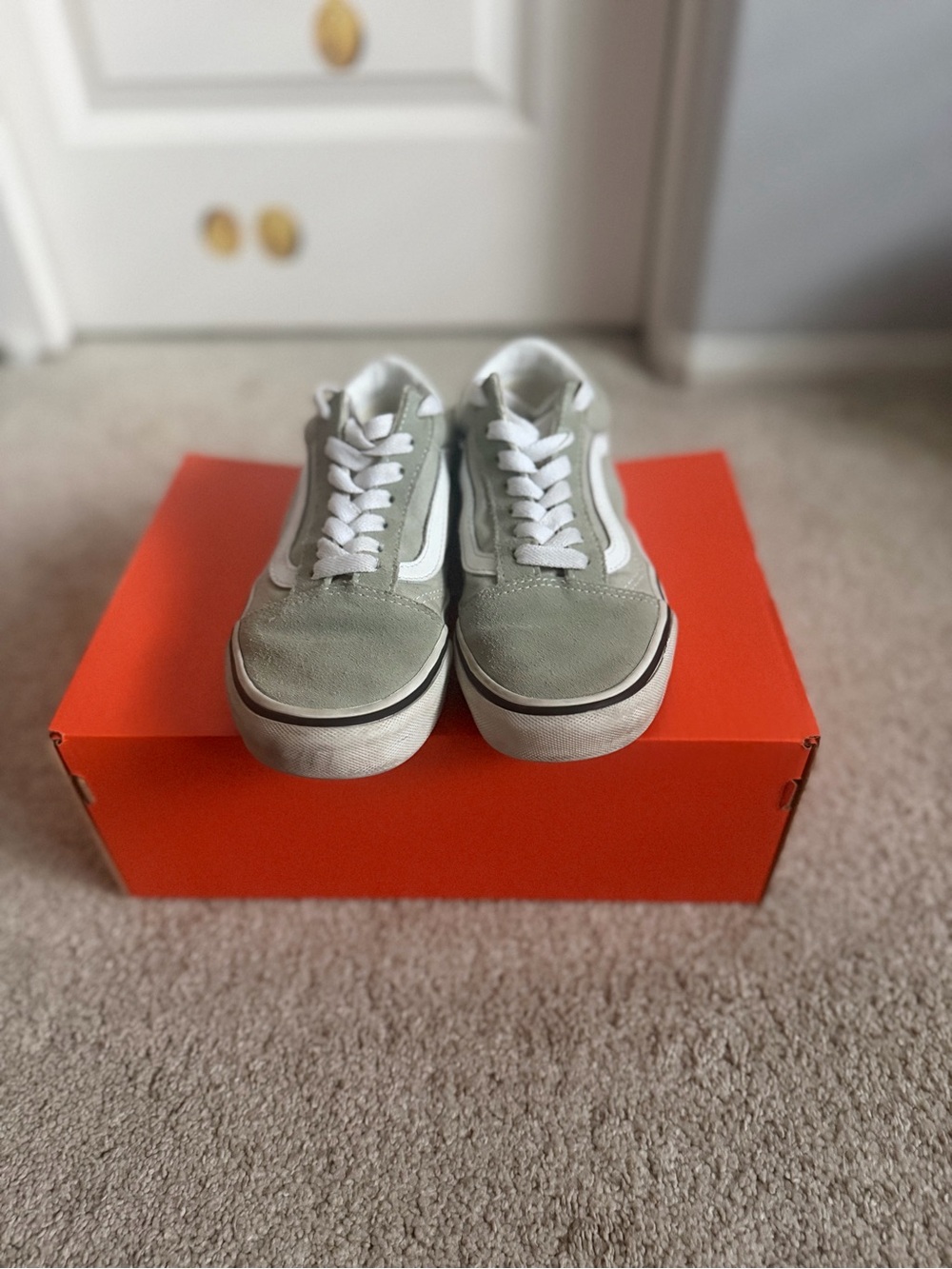 Vans Kids Old Skool Sneakers in Sage and White